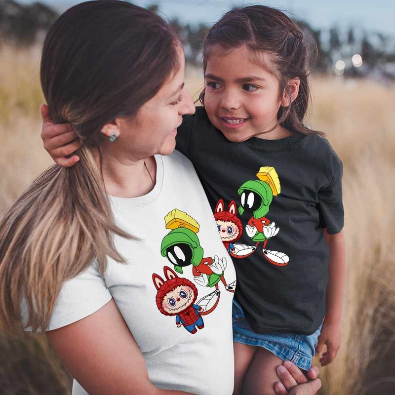 Fashion, accesorii si bijuterii - Copii - Imbracaminte copii - Tricouri copii - Tricou Copii Fete Labubu Spiderman Extraterestru Marvin Looney, alb, marime S Copii - Infinity.ro