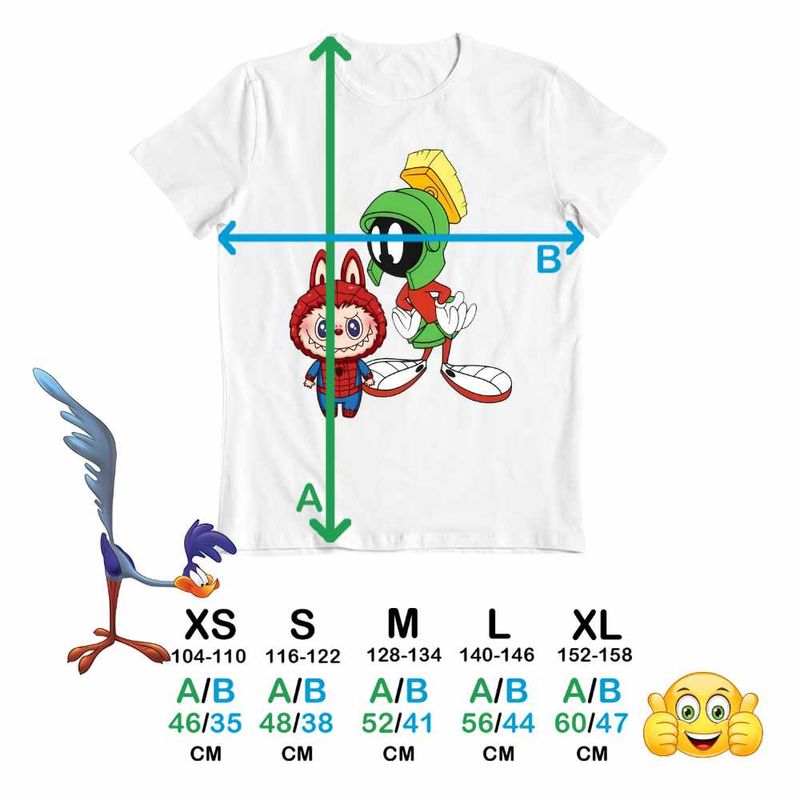 Fashion, accesorii si bijuterii - Copii - Imbracaminte copii - Tricouri copii - Tricou Copii Fete Labubu Spiderman Extraterestru Marvin Looney, alb, marime S Copii - Infinity.ro