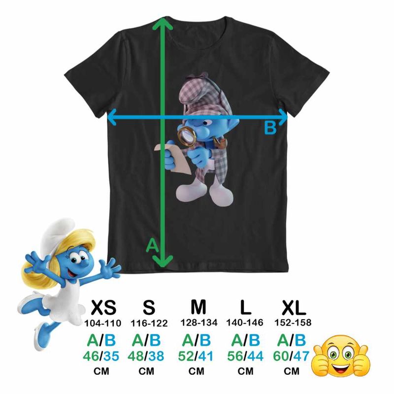 Fashion, accesorii si bijuterii - Copii - Imbracaminte copii - Tricouri copii - Tricou Copii Baieti Strumfii Detectiv Sherlock CoolTrend, negru, marime XS Copii - Infinity.ro