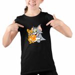 Fashion, accesorii si bijuterii - Copii - Imbracaminte copii - Tricouri copii - Tricou Copii Fete Lamput Tom si Jerry CoolTrend, negru, marime S Copii - Infinity.ro