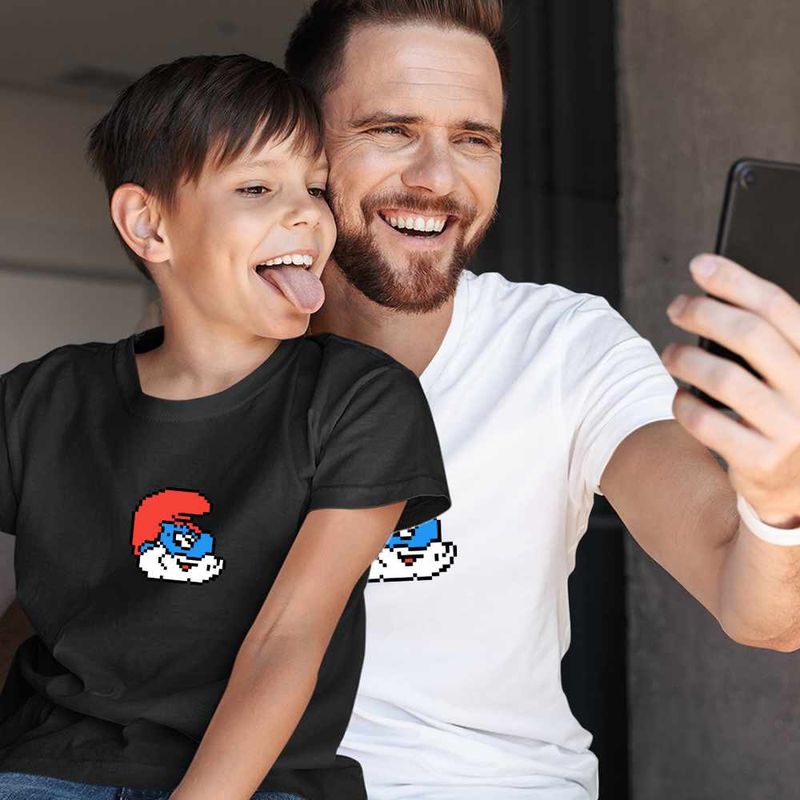 Fashion, accesorii si bijuterii - Copii - Imbracaminte copii - Tricouri copii - Tricou Copii Baieti Pixel Art Papa Strumf CoolTrend, alb, marime S Copii - Infinity.ro