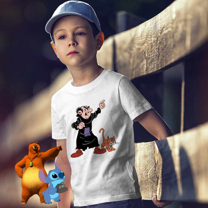 Fashion, accesorii si bijuterii - Copii - Imbracaminte copii - Tricouri copii - Tricou Copii Baieti Gargamel Azrael Strumfii Vrajitor CoolTrend, alb, marime L Copii - Infinity.ro