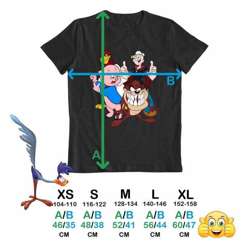 Fashion, accesorii si bijuterii - Copii - Imbracaminte copii - Tricouri copii - Tricou Copii Fete Foghorn Taz Popey Porky Looney Tunes, negru, marime L Copii - Infinity.ro