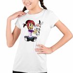 Fashion, accesorii si bijuterii - Copii - Imbracaminte copii - Tricouri copii - Tricou Copii Fete Mina Draculas Vampirul Iepuras CoolTrend, alb, marime XS Copii - Infinity.ro