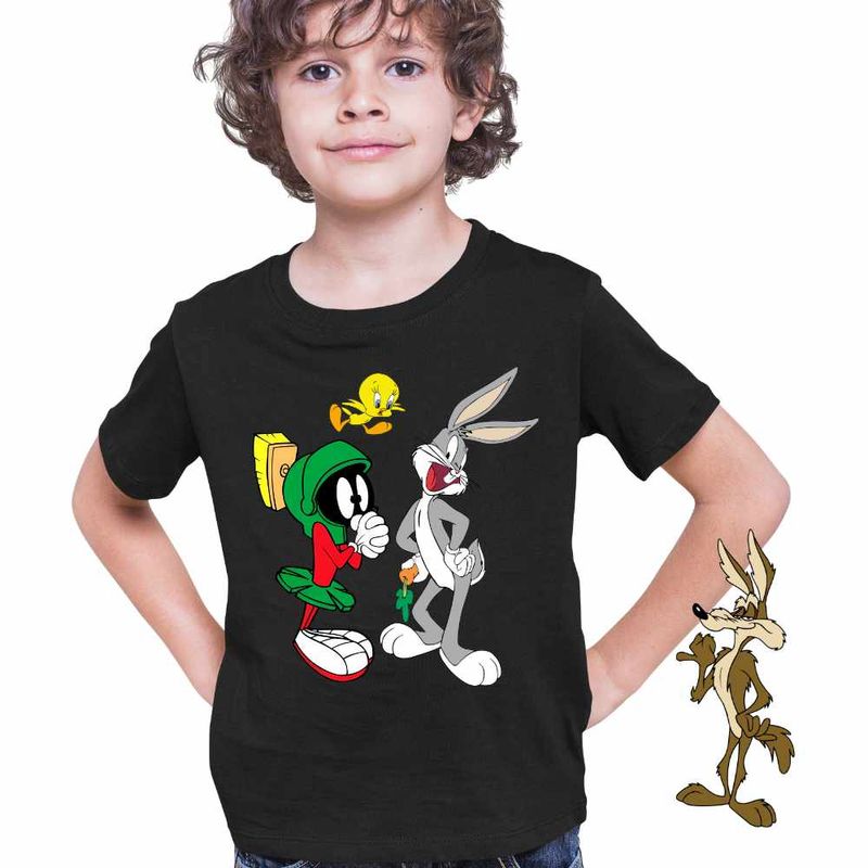 Fashion, accesorii si bijuterii - Copii - Imbracaminte copii - Tricouri copii - Tricou Copii Baieti Marvin Bugs Bunny Tweety Warner Bros, negru, marime M Copii - Infinity.ro
