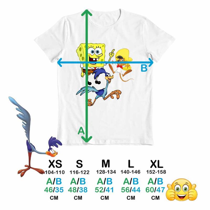 Fashion, accesorii si bijuterii - Copii - Imbracaminte copii - Tricouri copii - Tricou Copii Baieti Speedy Gonzales SpongeBob Road Runner, alb, marime XS Copii - Infinity.ro