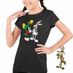 Fashion, accesorii si bijuterii - Copii - Imbracaminte copii - Tricouri copii - Tricou Copii Fete Marvin Bugs Bunny Tweety Warner Bros, negru, marime M Copii - Infinity.ro