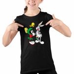 Fashion, accesorii si bijuterii - Copii - Imbracaminte copii - Tricouri copii - Tricou Copii Fete Marvin Bugs Bunny Tweety Warner Bros, negru, marime M Copii - Infinity.ro