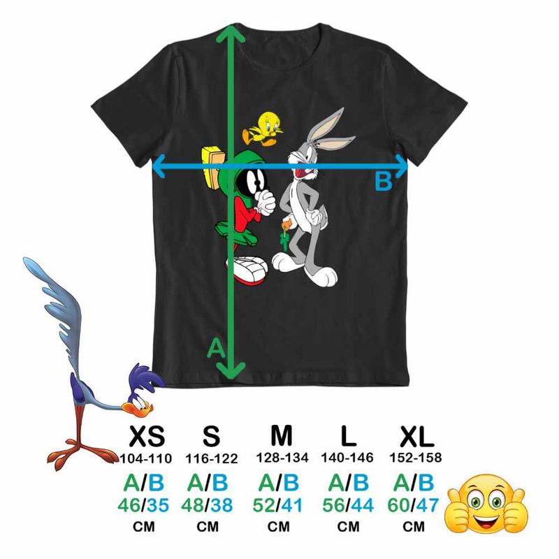 Fashion, accesorii si bijuterii - Copii - Imbracaminte copii - Tricouri copii - Tricou Copii Fete Marvin Bugs Bunny Tweety Warner Bros, negru, marime M Copii - Infinity.ro