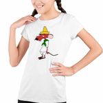 Fashion, accesorii si bijuterii - Copii - Imbracaminte copii - Tricouri copii - Tricou Copii Fete Rodriguez Slowpoke Speedy Gonzales, alb, marime L Copii - Infinity.ro