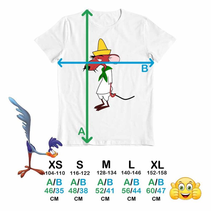 Fashion, accesorii si bijuterii - Copii - Imbracaminte copii - Tricouri copii - Tricou Copii Fete Rodriguez Slowpoke Speedy Gonzales, alb, marime L Copii - Infinity.ro