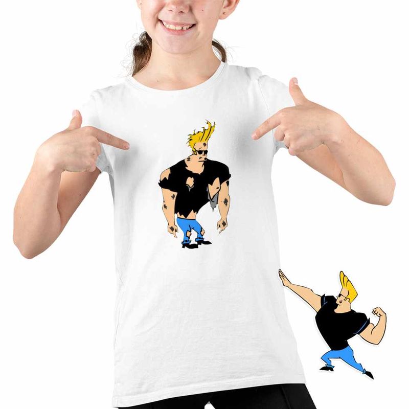 Fashion, accesorii si bijuterii - Copii - Imbracaminte copii - Tricouri copii - Tricou Copii Fete Johnny Bravo Batut Ciufulit, alb, marime XS Copii - Infinity.ro