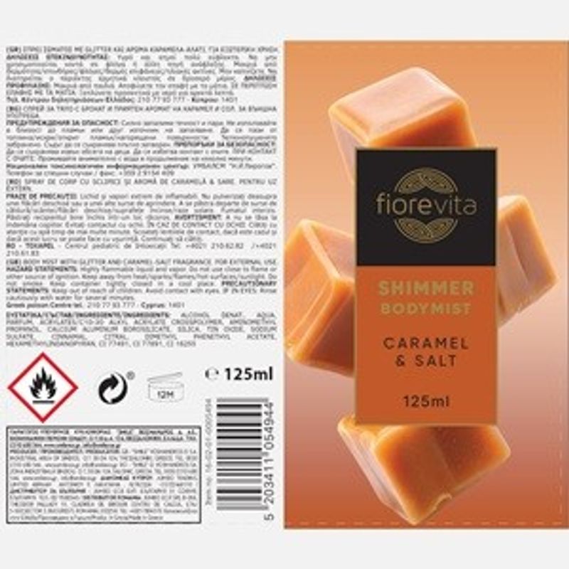 Ingrijire personala si Cosmetice - Ingrijire personala - Ingrijire corp - Tratamente ingrijire corp - Body Mist cu Aroma Caramel Sarat si Glitter, 125 ml - Infinity.ro