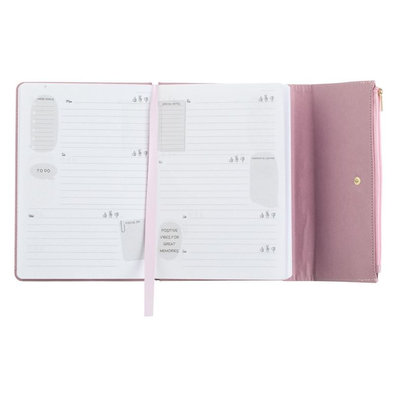 Carti si Birotica - Papetarie - Agende si calendare - Agende si carnete - Agenda A5 cu Husa cu Fermoar, 96 File, Roz - Infinity.ro