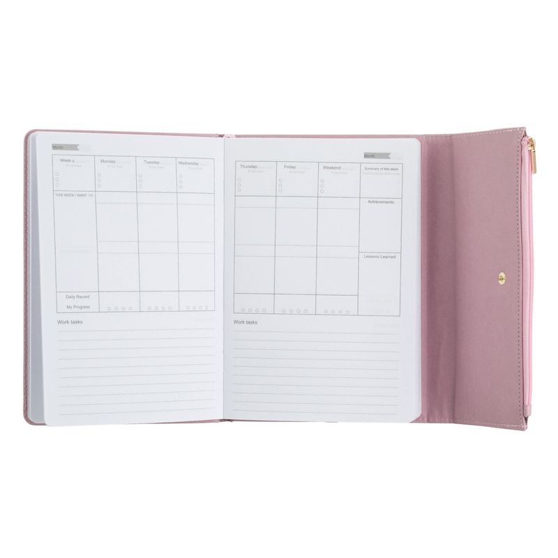 Carti si Birotica - Papetarie - Agende si calendare - Agende si carnete - Agenda A5 cu Husa cu Fermoar, 96 File, Roz - Infinity.ro