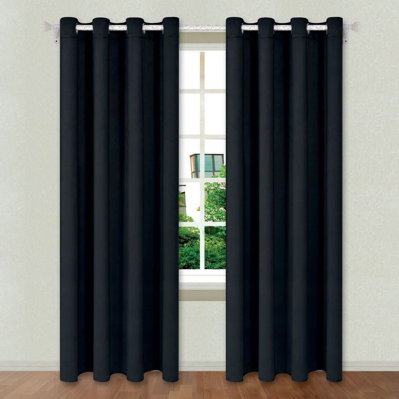 Casa si Gradina - Textile si covoare - Perdele si draperii - Draperii - Draperie decorativa neagra, cu inele, 140x260 cm, blackout - Infinity.ro