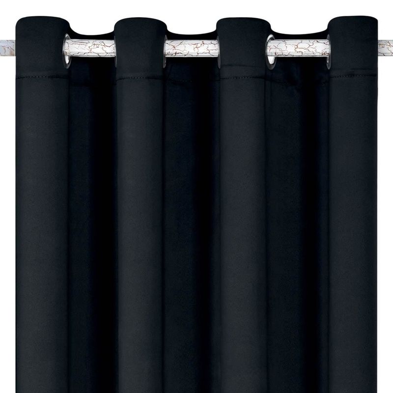 Casa si Gradina - Textile si covoare - Perdele si draperii - Draperii - Draperie decorativa neagra, cu inele, 140x260 cm, blackout - Infinity.ro