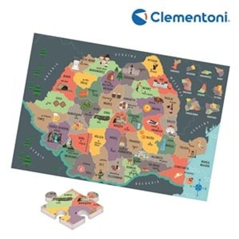 Jucarii, Copii si Bebe - Jucarii si jocuri - Jucarii & jocuri educative - Jocuri si jucarii educative - Joc Educativ Puzzle Geografie Romania, Multicolor, Carton - Infinity.ro