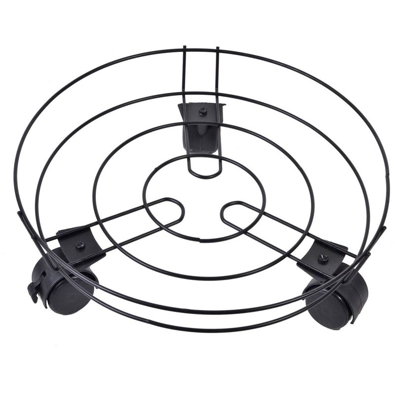 Casa si Gradina - Gradinarit si plante - Plante si ghivece - Ghivece si suporturi - Suport pentru ghiveci, Metalic Negru, cu 3 Roti, Diametru 30 cm, Inaltime 4 cm - Infinity.ro