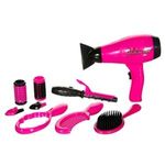 Jucarii, Copii si Bebe - Jucarii si jocuri - Jucarii de rol - Frumusete, bijuterii si accesorii fetite - Set Coafor Uscator de Par & Accesorii pentru Copii - 9 piese - Infinity.ro