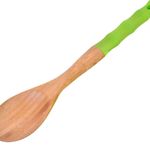 Casa si Gradina - Bucatarie si vesela - Ustensile bucatarie - Polonice, linguri si clesti de bucatarie - Lingura din lemn cu maner din silicon, 30 cm, Verde - Infinity.ro