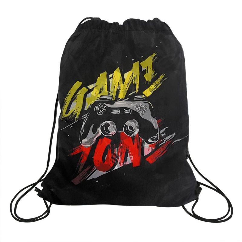 Sport si Outdoor - Articole de voiaj - Rucsacuri - Saculet Textil Negru Gaming cu Sireturi 34x42cm - Infinity.ro