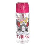 Casa si Gradina - Bucatarie si vesela - Cani si pahare - Sticle - Sticla de apa cu mecanism pop-up, 500 ml, Transparenta, cu design Catel si Pisica - Infinity.ro