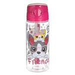 Casa si Gradina - Bucatarie si vesela - Cani si pahare - Sticle - Sticla de apa cu mecanism pop-up, 500 ml, Transparenta, cu design Catel si Pisica - Infinity.ro