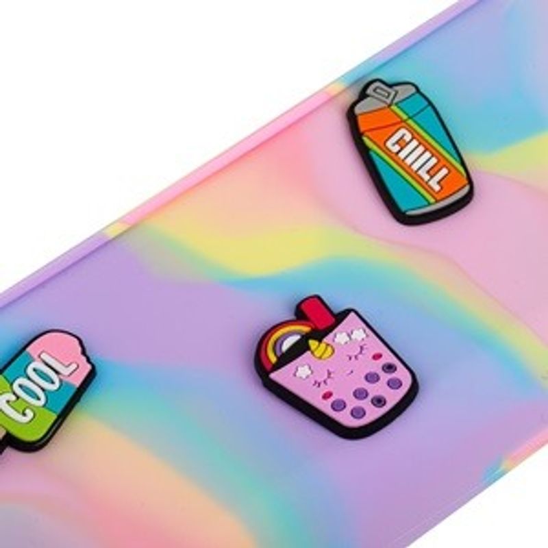 Carti si Birotica - Rechizite - Penare - Penar din Silicon Rainbow cu 4 Insigne Decorative, 18x5x6.7cm - Infinity.ro