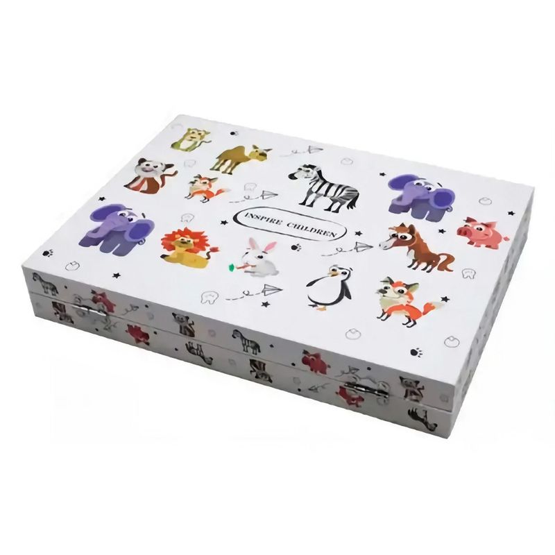 Jucarii, Copii si Bebe - Jucarii si jocuri - Jucarii & jocuri educative - Seturi pictura si desen - Trusa de Pictura si Desen 64 Piese, Cutie din Lemn cu Maner, Acuarele, Markere Duble, Creioane si Coli Desen - Infinity.ro