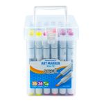 Carti si Birotica - Birotica - Instrumente de scris - Markere si carioci - Set 36 Markere Grafice cu Alcool S-COOL, Doua Capete 3mm-6mm (Subtire si Tesit), Cutie Plastica cu Maner - Infinity.ro