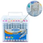 Carti si Birotica - Birotica - Instrumente de scris - Markere si carioci - Set 60 Markere Grafice cu Alcool S-COOL, Doua Capete 3mm-6mm (Subtire si Tesit), Cutie Plastica cu Maner - Infinity.ro