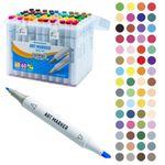 Carti si Birotica - Birotica - Instrumente de scris - Markere si carioci - Set 60 Markere Grafice cu Alcool S-COOL, Doua Capete 3mm-6mm (Subtire si Tesit), Cutie Plastica cu Maner - Infinity.ro