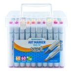 Carti si Birotica - Birotica - Instrumente de scris - Markere si carioci - Set 60 Markere Grafice cu Alcool S-COOL, Doua Capete 3mm-6mm (Subtire si Tesit), Cutie Plastica cu Maner - Infinity.ro