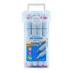 Carti si Birotica - Birotica - Instrumente de scris - Markere si carioci - Set 12 Markere Grafice cu Alcool S-COOL, Doua Capete 3mm-6mm (Subtire si Tesit), Cutie Plastica cu Maner - Infinity.ro