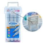 Carti si Birotica - Birotica - Instrumente de scris - Markere si carioci - Set 12 Markere Grafice cu Alcool S-COOL, Doua Capete 3mm-6mm (Subtire si Tesit), Cutie Plastica cu Maner - Infinity.ro