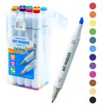 Carti si Birotica - Birotica - Instrumente de scris - Markere si carioci - Set 12 Markere Grafice cu Alcool S-COOL, Doua Capete 3mm-6mm (Subtire si Tesit), Cutie Plastica cu Maner - Infinity.ro