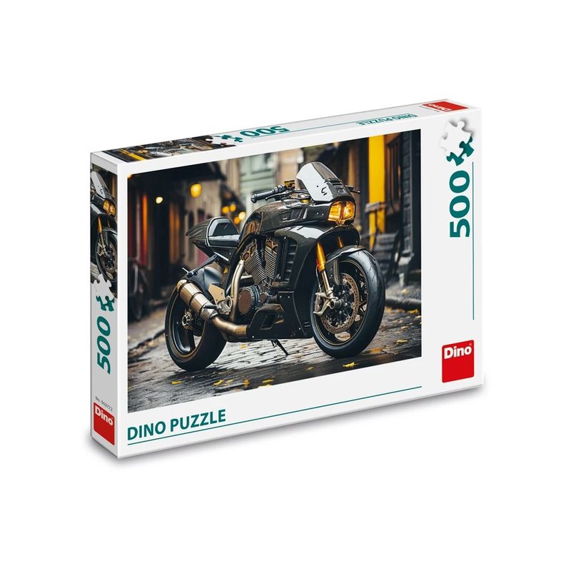 Jucarii, Copii si Bebe - Jucarii si jocuri - Jocuri si puzzle - Puzzle - Puzzle 500 Piese DINO TOYS Motocicleta Cafe Racer, Finisaj Metalic, Format Orizontal 47 x 33 cm, Fabricat in Cehia - Infinity.ro