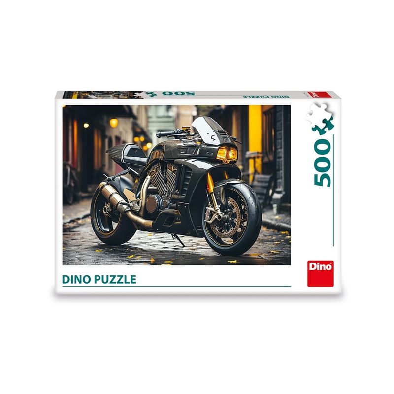 Jucarii, Copii si Bebe - Jucarii si jocuri - Jocuri si puzzle - Puzzle - Puzzle 500 Piese DINO TOYS Motocicleta Cafe Racer, Finisaj Metalic, Format Orizontal 47 x 33 cm, Fabricat in Cehia - Infinity.ro