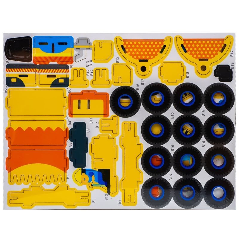 Jucarii, Copii si Bebe - Jucarii si jocuri - Jocuri si puzzle - Puzzle - Puzzle 3D din Lemn DIY Stivuitor cu Roti Mobile si Cupa Functionala, 57 Piese Predecupate, Fara Lipici - Infinity.ro