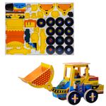 Jucarii, Copii si Bebe - Jucarii si jocuri - Jocuri si puzzle - Puzzle - Puzzle 3D din Lemn DIY Stivuitor cu Roti Mobile si Cupa Functionala, 57 Piese Predecupate, Fara Lipici - Infinity.ro