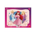 Jucarii, Copii si Bebe - Jucarii si jocuri - Jocuri si puzzle - Puzzle - Puzzle cu Rama si Sortator de Forme DINO TOYS Disney Princess, 12 Piese, Cenusareasa, Ariel si Rapunzel - Infinity.ro