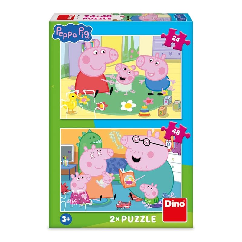 Jucarii, Copii si Bebe - Jucarii si jocuri - Jocuri si puzzle - Puzzle - Set 2 Puzzle DINO TOYS Peppa Pig: Acasa (24 + 48 Piese), Carton Durabil Certificat FSC, Fabricat in Cehia - Infinity.ro
