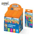 Carti si Birotica - Birotica - Instrumente de scris - Creioane - Set 12 Creioane Colorate Acuarelabil S-COOL, Corp Hexagonal din Lemn Premium, Mina Rezistenta, Efect de Pictura - Infinity.ro