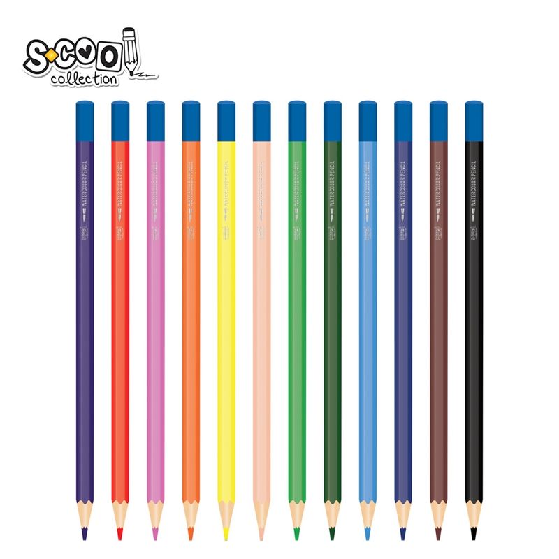 Carti si Birotica - Birotica - Instrumente de scris - Creioane - Set 12 Creioane Colorate Acuarelabil S-COOL, Corp Hexagonal din Lemn Premium, Mina Rezistenta, Efect de Pictura - Infinity.ro