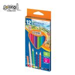 Carti si Birotica - Birotica - Instrumente de scris - Creioane - Set 12 Creioane Colorate Acuarelabil S-COOL, Corp Hexagonal din Lemn Premium, Mina Rezistenta, Efect de Pictura - Infinity.ro