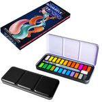 Carti si Birotica - Rechizite - Pictura si desen - Acuarele si culori - Set Acuarele Pastila 24 Culori NEBO in Cutie Metalica, Pensula cu Rezervor de Apa si Burete Inclus - Infinity.ro