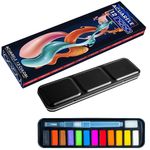 Carti si Birotica - Rechizite - Pictura si desen - Acuarele si culori - Set Acuarele Pastila 12 Culori NEBO in Cutie Metalica, Pensula cu Rezervor de Apa si Burete Inclus - Infinity.ro