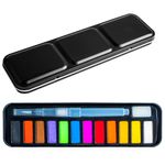 Carti si Birotica - Rechizite - Pictura si desen - Acuarele si culori - Set Acuarele Pastila 12 Culori NEBO in Cutie Metalica, Pensula cu Rezervor de Apa si Burete Inclus - Infinity.ro