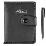 Carti si Birotica - Papetarie - Agende si calendare - Agende si carnete - Mini Agenda de Buzunar 11x8.5 cm cu Pix Inclus, 100 File Dictando, Coperta Buretata si Inchidere cu Capsa, Negru - Infinity.ro